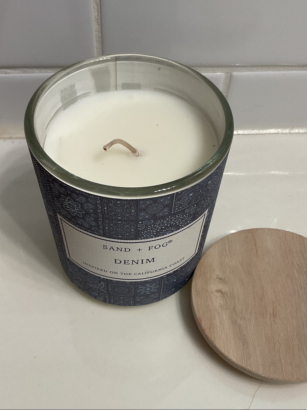 Sand + Fog Denim Scented Candle - Blue - Picture 2 of 3